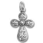 Filigree Teardrop Cross Charm