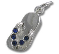 Silver flip-flop charm with blue stones