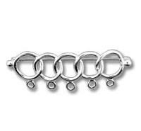 Silver five ring jewelry connector with loops