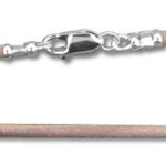 Silver lobster clasp on beige leather cord
