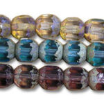 Multicolored faceted glass bead strands