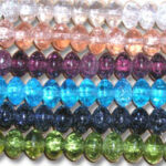 Colorful rows of faceted glass beads