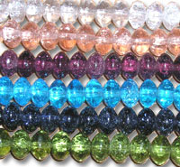 Colorful rows of faceted glass beads