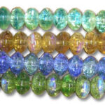Multicolor crackle glass rondelle bead strands