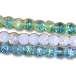 Three strands of blue-green crackle glass beads