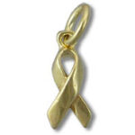 Gold awareness ribbon pendant charm