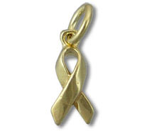 Gold awareness ribbon pendant charm