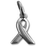 Silver awareness ribbon pendant charm