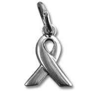 Silver awareness ribbon pendant charm