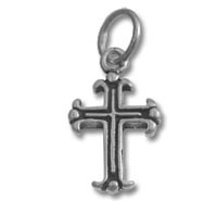 Ornate silver cross pendant with loop
