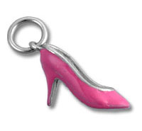 Pink stiletto shoe charm with silver ring
