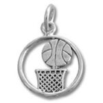 Silver basketball hoop pendant charm