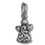 Silver angel pendant with Celtic swirl design