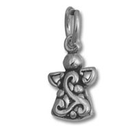 Silver angel pendant with Celtic swirl design