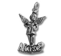 Silver nurse angel pendant charm