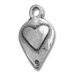 Silver teardrop pendant with raised heart