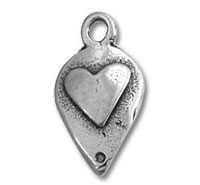 Silver teardrop pendant with raised heart
