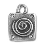 Square metal pendant with spiral design