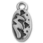 Oval silver pendant charm with abstract dolphin
