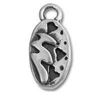 Oval silver pendant charm with abstract dolphin