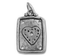 Silver rectangular charm with dotted heart