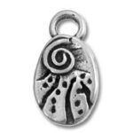 Silver oval pendant charm with spiral design