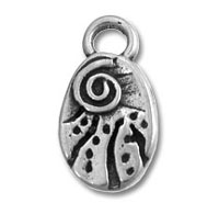 Silver oval pendant charm with spiral design