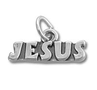 Silver JESUS word pendant charm