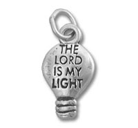Lightbulb charm engraved "The Lord is my light