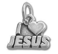 Silver Jesus heart pendant charm