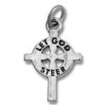 Silver "Let God Steer" cross pendant