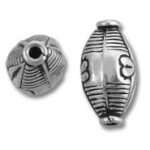 Silver engraved oval decorative beads