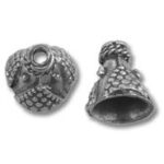 Two silver fish-scale bead caps
