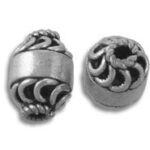 Antique silver barrel beads with rope pattern