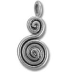 Silver double spiral pendant charm