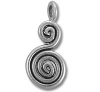Silver double spiral pendant charm