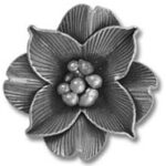 metal flower brooch with bead cluster