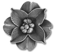 metal flower brooch with bead cluster