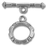 Silver decorative toggle clasp ring and bar