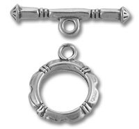Silver decorative toggle clasp ring and bar