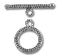 Textured silver round toggle clasp