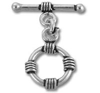 Silver toggle clasp with wrapped ring