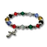 Multicolored beaded bracelet with silver cross