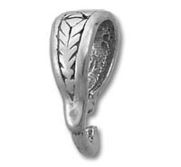 Silver pendant bail with leaf engraving