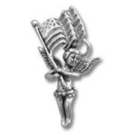 Silver angel holding American flag charm