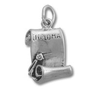 Silver diploma scroll charm pendant