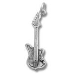 Silver electric guitar pendant charm