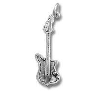 Silver electric guitar pendant charm