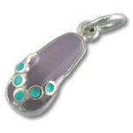 Purple flip-flop pendant charm with turquoise dots