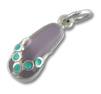 Purple flip-flop pendant charm with turquoise dots